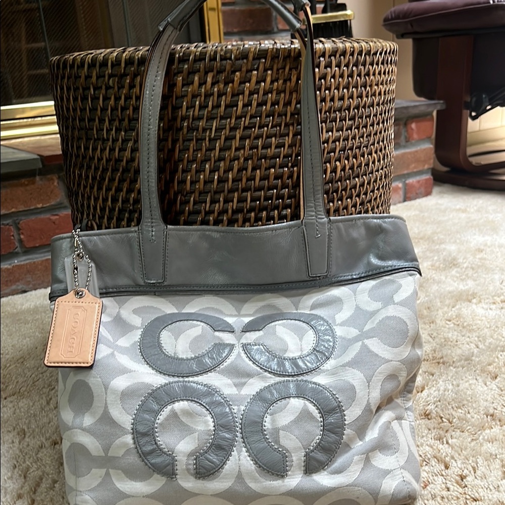 Coach Gray Signature Tote Bag